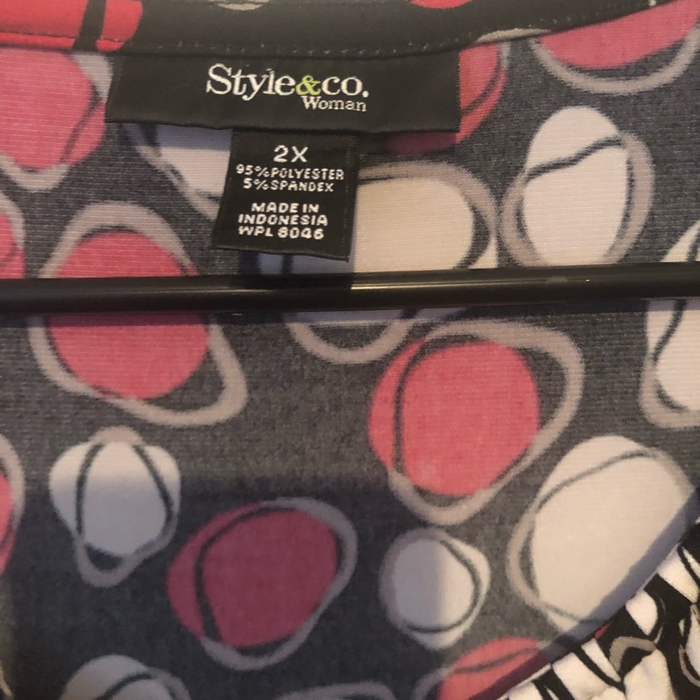 Style & co geometric pleated neckline top sz 2X - Picture 2 of 7